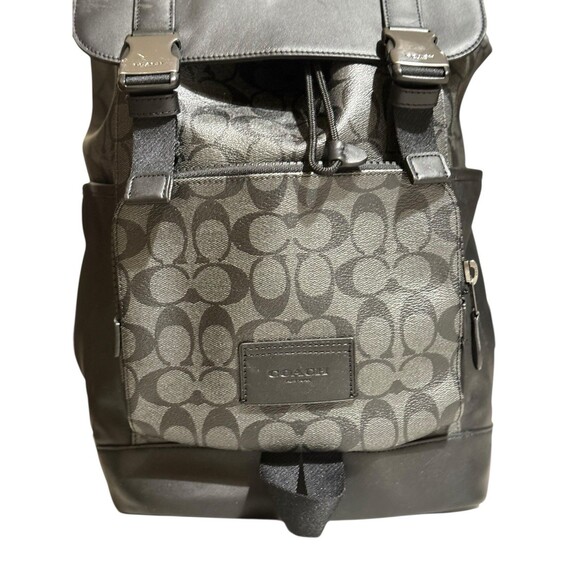 Coach Men's Track Backpack Signature Canvas In Gunmetal/Charcoal/Black C2712 - Picture 6 of 10